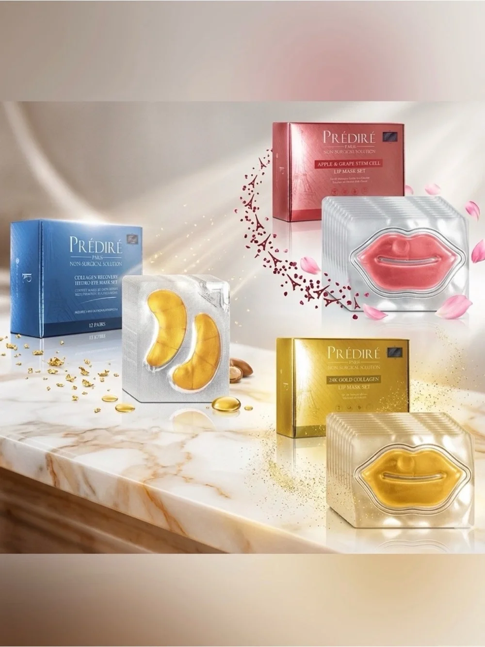 🔥Predire 24K Gold BUNDLE🔥 Lip Mask Set (12) & 2 Eye Mask Sets (20) -Retail $1500